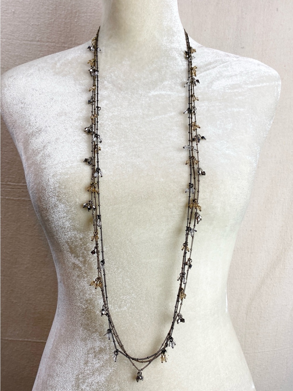 Delicate Multi-Strand mixed metals Long Necklace